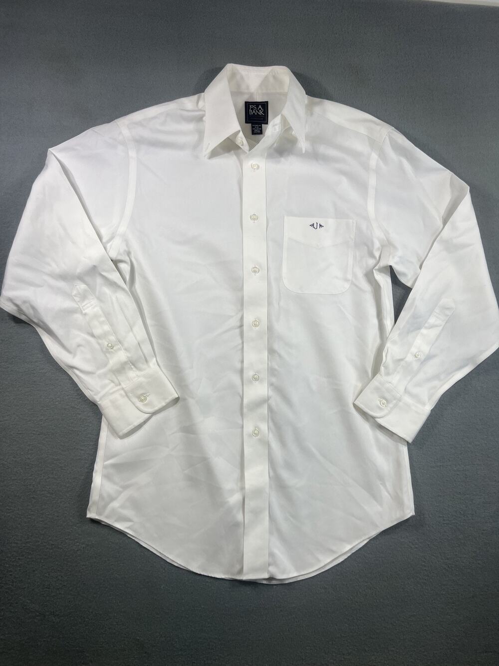 Jos A Bank Traveler Men's Tailored Fit Size 15-32 Long Sleeve White 100% Cotton